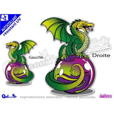 Autocollant DRAGON CHINOIS Boule sticker résistant UV