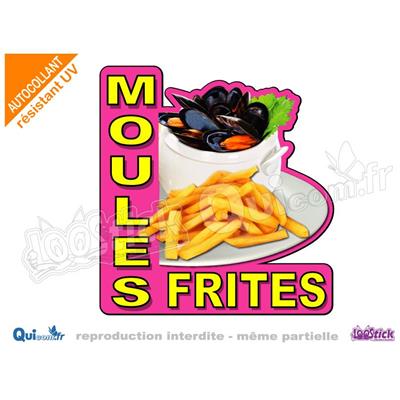 Autocollant MOULES FRITES rose