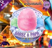 PANCARTE PLV PVC BARBE A PAPA ruban forain