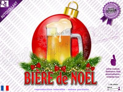 Autocollant chope Bière de Noël BOULE