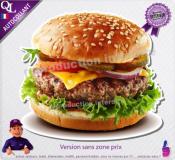 Autocollant HAMBURGER isolé détouré avec ou sans prix