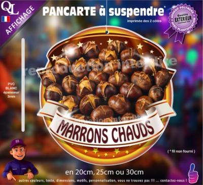 PANCARTE à suspendre MARRONS CHAUDS ruban forain