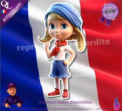 Autocollant PETITE FILLE TRICOLORE ref1
