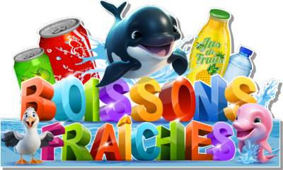 ADHESIF BOISSONS FRAICHES ORQUE DAUPHIN GOELAND