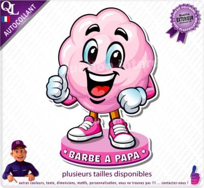 affiche adh�sive BARBE A PAPA comique forain loostick adh�sif