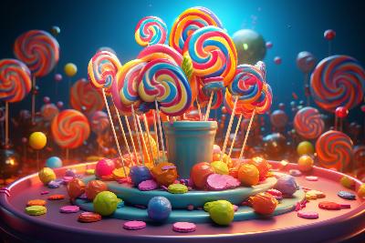 plv affiche sucette foraine sticker loostick hamburger