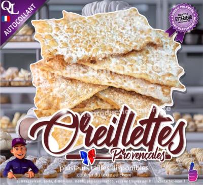 sticker vitroin oreillettes bugnes proven�ales aucollant plv pub boulangerie patisserie