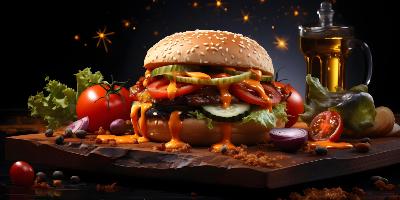 plv affiche autocollante sticker loostick hamburger