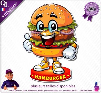 sticker HAMBURGER mascotte comique stand forain food truck restaurant loostick