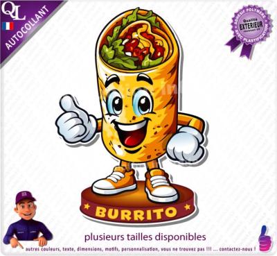 sticker BURRITO mascotte comique stand forain food truck restaurant loostick