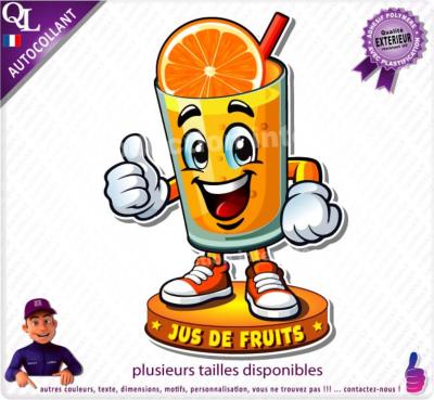 sticker JUS DE FRUITS comique CONFISERIE FORAINE cartoon bd autocollant forain