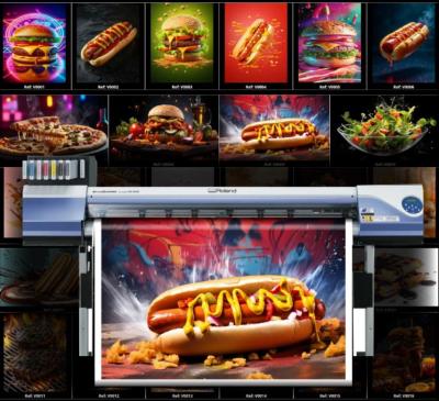 PLV adh�sive affiche foraine snack sal� hamburger hot dog pizza