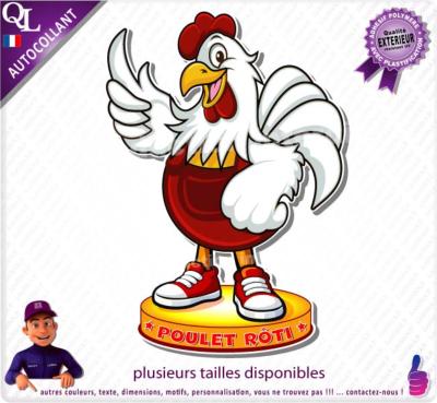 sticker POULET ROTI mascotte comique stand forain food truck restaurant loostick