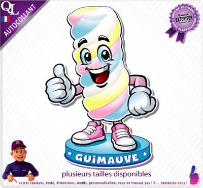sticker food truck GUIMAUVE COMIQUE CONFISERIE FORAINE REMORQUE MANEGE