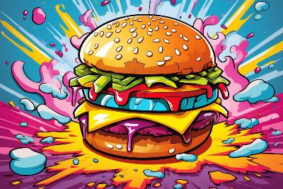 plv sticker hamburger style pop art autocollant loostick