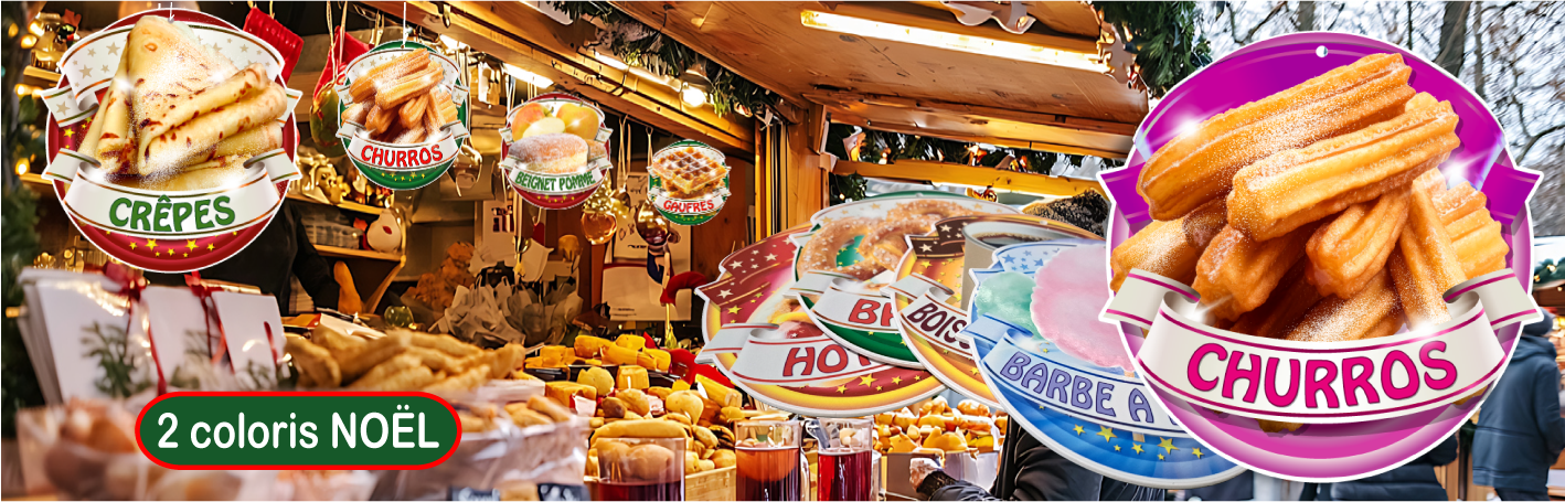 pancarte � suspendre crepes gaufres churros beignets