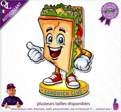 sticker SANDWICH CLUB mascotte comique stand forain food truck restaurant loostick