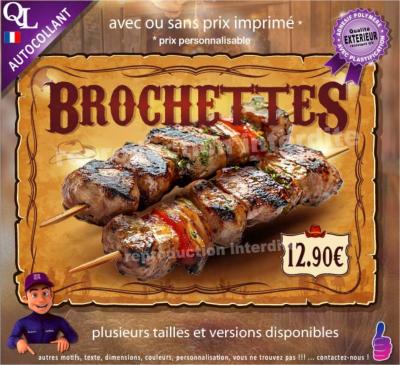 sticker affiche brochettes viande food truck snack restaurant parc theme cowboy