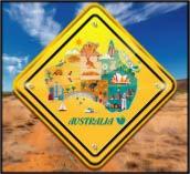 sticker PANNEAU AUSTRALIEN adh�sif CROCODILE MARIN