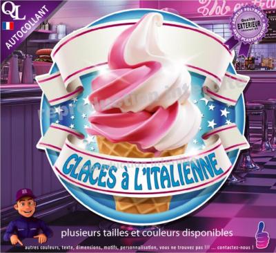 sticker GLACES à l'ITALIENNE ruban forain stand remorque manège