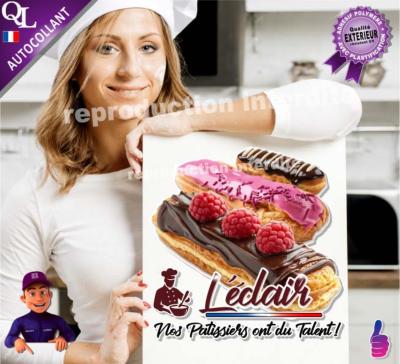 sticker ECLAIR PATISSIER vitrine boulangerie patisserie PUB PLV
