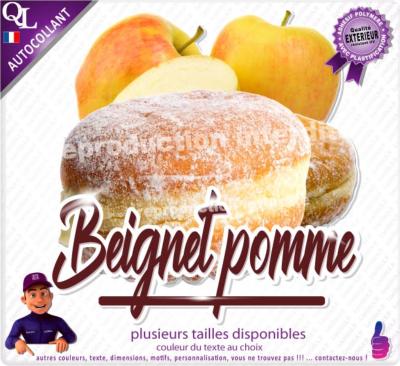 sticker beignets pomme stand forain PLV vitrine autocollant boulangerie patisserie