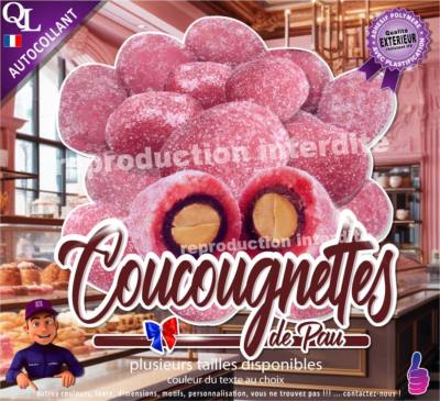 coucougnettes de Pau bonbons sticker autocollant vitrine boulangerie confiserie patisserie