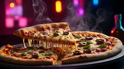 plv adh�sive pizza chaude sticker loostick