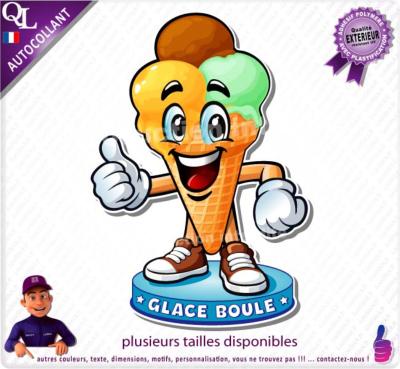 sticker food truck GLACE BOULE comique cartoon BD rigolote