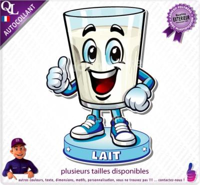 sticker VERRE DE LAIT comique CONFISERIE FORAINE cartoon bd autocollant forain