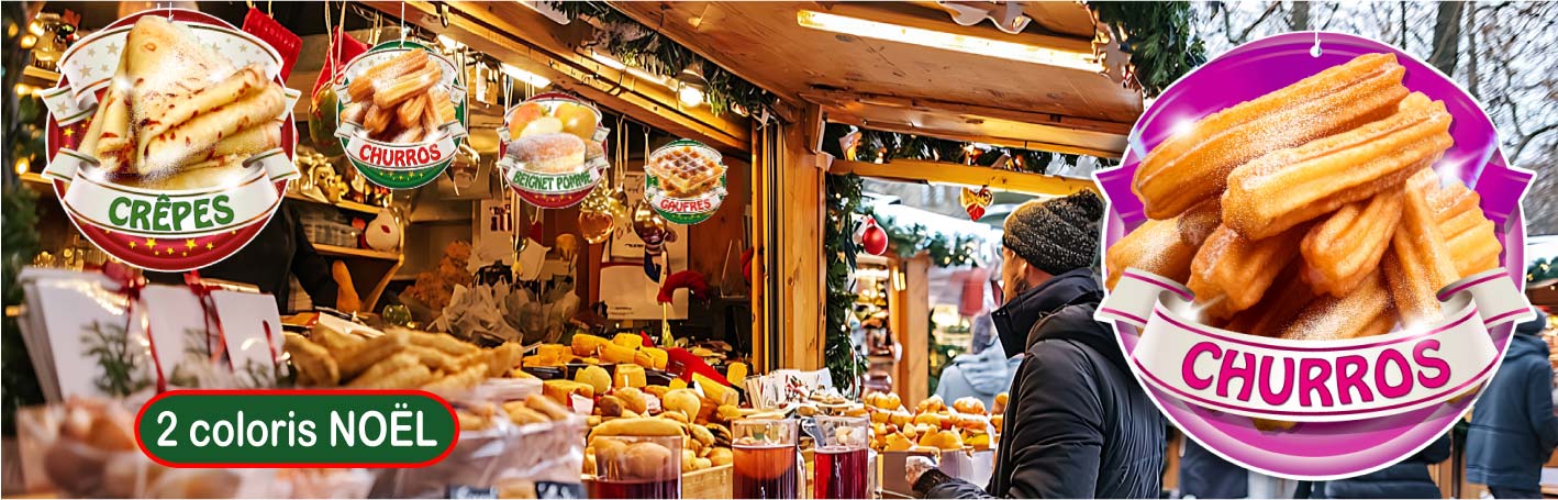 pancarte � suspendre crepes gaufres churros beignets