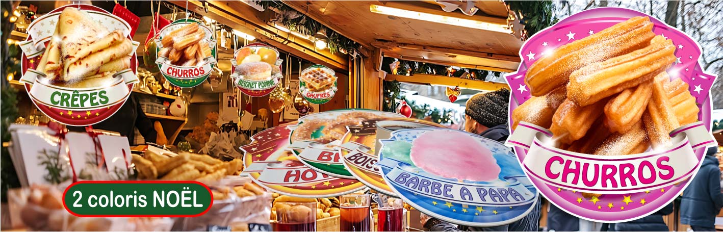 pancarte PLV PVC � visser coller � suspendre crepes gaufres churros beignets