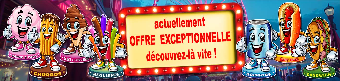 autocollants PLV foraines mascottes sucr�es CONFISERIE FORAINE