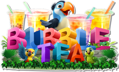 BUBBLE TEA STICKER titre 3d toucan ambiance exotique