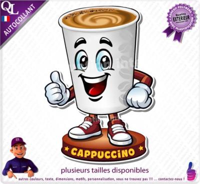 sticker food truck CAPPUCCINO comique cartoon BD rigolote