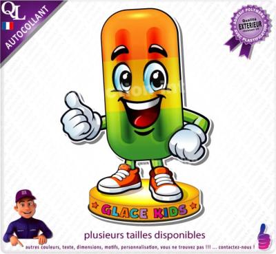 sticker GLACE ENFANTS KIDS comique CONFISERIE FORAINE cartoon bd autocollant forain