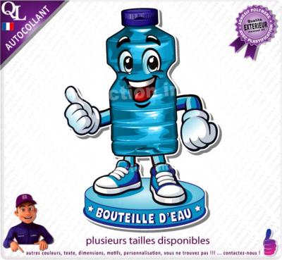 sticker food truck EAU BOUTEILLE comique cartoon BD rigolote