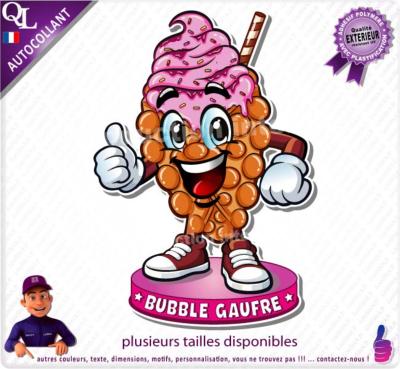 sticker BUBBLE GAUFRE comique CONFISERIE FORAINE cartoon bd autocollant forain