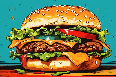 plv adh�sive hamburger forain style pop art sticker loostick