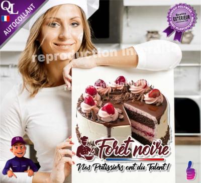 sticker FORET NOIRE nos patissiers ont du talent sticker deco vitrine patisserie