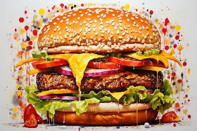 plv affiche autocollante sticker loostick hamburger