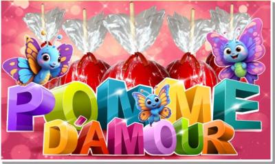 pomme d'amour affiche forain adhesive
