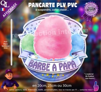 pancarte foraine PLV PVC � visser coller a suspendre BARBE A PAPA fete foraine chalet
