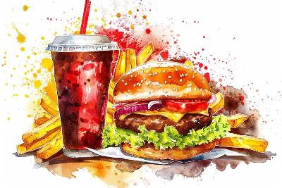 plv sticker MENU BOISSON HAMBURGER FRITES food truckautocollant loostick