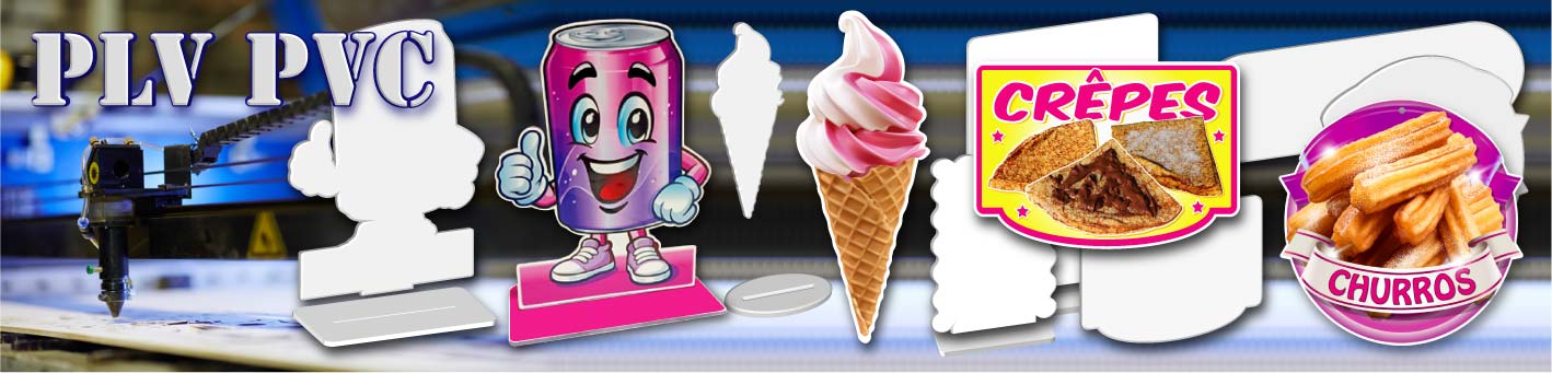 pancarte FORAINE PLV PVC affiche chevalet mascotte 2D snack 