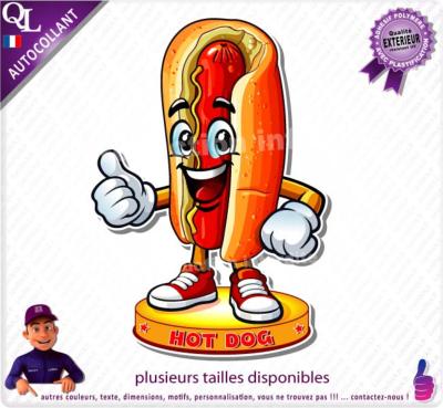 sticker HOT DOG mascotte comique stand forain food truck restaurant loostick