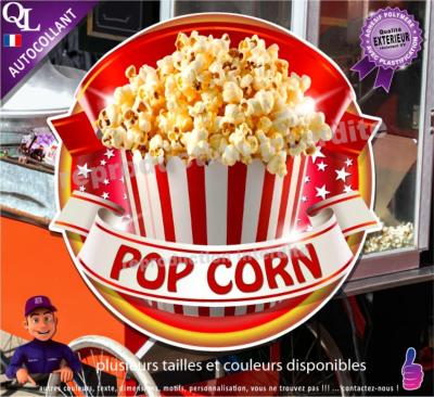 sticker POP CORN stand forain PLV autocollant